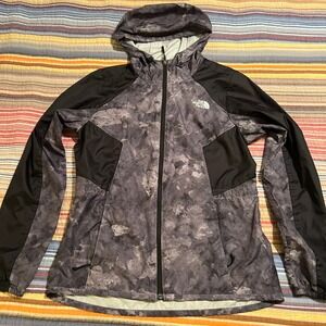 The North Face Women Hooded Lightweight Water Resistant Jacket Grey Print Size S